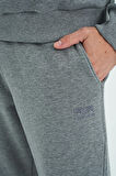 Gri Melanj O Yaka Rahat Kalıp Şardonlu Basic Jogger Erkek Eşofman Takım - 85190 | M