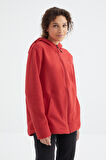 Fiesta Kapüşonlu Fermuarlı Rahat Form Kadın Polar Sweatshirt - 97233 | XL