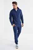İndigo Dik Yaka Basic Erkek Polar Eşofman Takımı - 85193 | XL