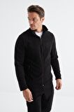 Siyah Dik Yaka Basic Erkek Polar Eşofman Takımı - 85193 | S