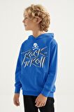Saks Baskı Detaylı Standart Kalıp Kapüşonlu Erkek Çocuk Sweatshirt - 11002 | 8-9