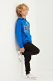 Saks Baskı Detaylı Standart Kalıp Kapüşonlu Erkek Çocuk Sweatshirt - 11002 | 8-9