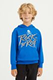 Saks Baskı Detaylı Standart Kalıp Kapüşonlu Erkek Çocuk Sweatshirt - 11002 | 8-9