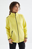 Limon Dik Yaka Fermuarlı Rahat Form Kadın Polar Sweatshirt - 97173 | S