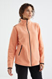 Kavun İçi Dik Yaka Fermuarlı Rahat Form Kadın Polar Sweatshirt - 97173 | S
