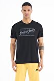 Siyah Yazı Desen Baskılı Standart Kalıp O Yaka Erkek T-Shirt - 88172 | L