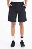 Siyah Yan Cep Detaylı Lastikli Erkek Şort - 81238 | S
