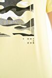 Sarı Desen Baskılı O Yaka Standart Kalıp Erkek T-Shirt - 88232 | L