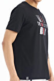 Siyah Baskı Detaylı O Yaka Standart Kalıp Erkek T-Shirt - 88175 | M
