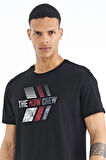 Siyah Baskı Detaylı O Yaka Standart Kalıp Erkek T-Shirt - 88175 | M