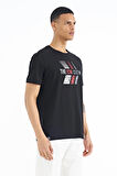 Siyah Baskı Detaylı O Yaka Standart Kalıp Erkek T-Shirt - 88175 | M
