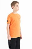 Oranj Baskı Detaylı O Yaka Standart Kalıp Erkek Çocuk T-Shirt - 11104 | 12-13