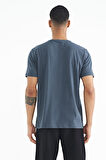 Orman Yeşili Cep Detaylı Baskılı O Yaka Erkek T-shirt - 88184 | XXL