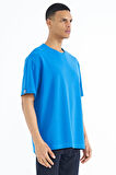 Saks Kol Arma Detaylı Basic Oversize Erkek T-Shirt - 88193 | M