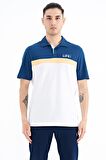 Beyaz Renk Geçişli Polo Yaka Standart Kalıp Erkek T-Shirt - 88238 | XXL