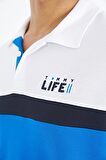 Saks Renk Geçişli Polo Yaka Standart Kalıp Erkek T-Shirt - 88238 | S