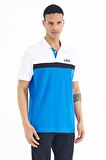 Saks Renk Geçişli Polo Yaka Standart Kalıp Erkek T-Shirt - 88238 | S
