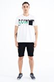 Beyaz Ön Cep Detaylı Baskılı Standart Kalıp Erkek T-Shirt - 88200 | L