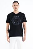Siyah Desen Baskılı Standart Kalıp Erkek T-Shirt - 88231 | S