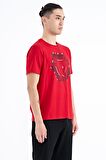 Kırmızı Desen Baskılı Standart Kalıp Erkek T-Shirt - 88231 | M