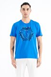 Saks Desen Baskılı Standart Kalıp Erkek T-Shirt - 88231 | XXL