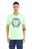 Neon Yeşil Desen Baskılı Standart Kalıp Erkek T-Shirt - 88231 | XL