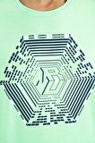Neon Yeşil Desen Baskılı Standart Kalıp Erkek T-Shirt - 88231 | XL