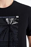 Siyah Slogan Baskılı O Yaka Standart Kalıp Erkek T-Shirt - 88190 | M