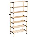 AHŞAP 7 KATLI AYAKKABILIK ÇOK AMAÇLI MODÜLER RAF  57 CM GENİŞLİK
