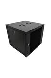 9u 19'' 600x600mm Duvar Tipi Kabinet Tek Gövdeli Siyah 2 Yıl Üretici Garantili