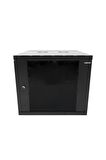 9u 19'' 600x560mm Duvar Tipi Kabinet Tek Gövdeli Siyah 2 Yıl Üretici Garantili
