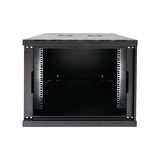 9U 540x550 mm Eko Serisi Yan Panelli Tek Gövdeli Duvar Tipi Kabinet Siyah 2 Yıl Üretici Garantili