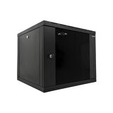 9U 540x550 mm Eko Serisi Yan Panelli Tek Gövdeli Duvar Tipi Kabinet Siyah 2 Yıl Üretici Garantili
