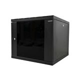 9U 540x550 mm Eko Serisi Yan Panelli Tek Gövdeli Duvar Tipi Kabinet Siyah 2 Yıl Üretici Garantili