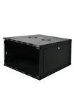 6U 540x400 mm Eko Serisi Yan Panelli Tek Gövdeli Duvar Tipi Kabinet Siyah 2 Yıl Üretici Garantili