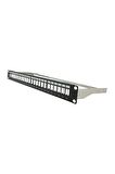 Bakır Rj45 Ftp Patch Panel 24 Port 1u 19'' Siyah Zırhlı Ral 9005 2 Yıl Üretici Garantili