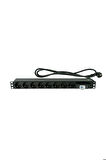 1U 19" 8xALMAN ALÜMİNYUM ON-OFF SWITCH FRANSIZ FİŞ 1,5m PDU