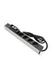 Alman Tipi Schuko Soketli 1U 4'lü PDU 16A Devre Kesicili