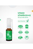 D3 Vitamini (1000 IU) + K2 Vitamini İçeren 20 ml Bitkisel Bazlı Sprey