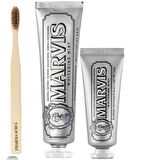 Marvis Whitening Mint Nane Aromalı Beyazlatma Doğal Diş Macunu 85 ml & Diş Macunu 25 ml ve Diş Fırçası 