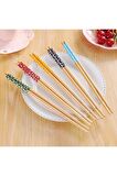 5 Çift Bambu Sushi-Fettucini Chopsticks Yemek Çubuğu