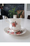 Bone China England Centennial Rose ANTIQUE Double Size Coffee Cup & Saucer