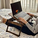 BT201 - Katlanır Ayaklı Ayarlanabilir Laptop Sehpası Telefon Bölmeli Bilgisayar Çalışma Sehpası
