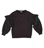 KIZ ÇOCUK KOLLARI VOLANLI SWEATSHIRT 