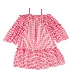 KIZ ÇOCUK DESENLİ KAYIK YAKA ELBİSE