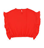 KIZ ÇOCUK KOLU VOLANLI BLUZ 