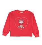 KIZ ÇOCUK AYICIK BASKILI SWEATSHIRT 