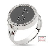 Kuyumcudukkanı ZirkonTaşlı"Akrep Burcu"Yüzük-10433-BLK-SCORPIO
