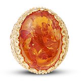 Kuyumcudukkani Özel Tasarım Otantik  Gümüş Yüzük-10187-G-AMBER