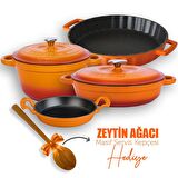 Lava 4X New Heritage 6 Parça Tencere Tava Seti Turuncu